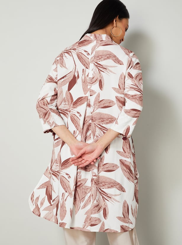 MELANGE Floral Print Curved Hem Kurta