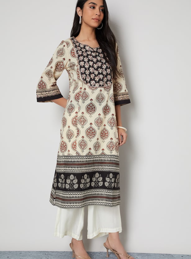 MELANGE Ethnic Motif Printed Straight Kurta