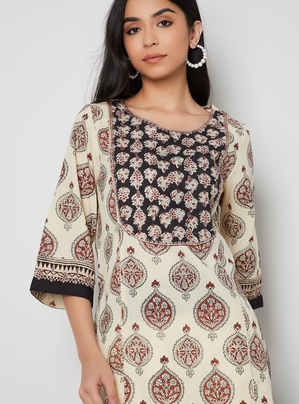 MELANGE Ethnic Motif Printed Straight Kurta