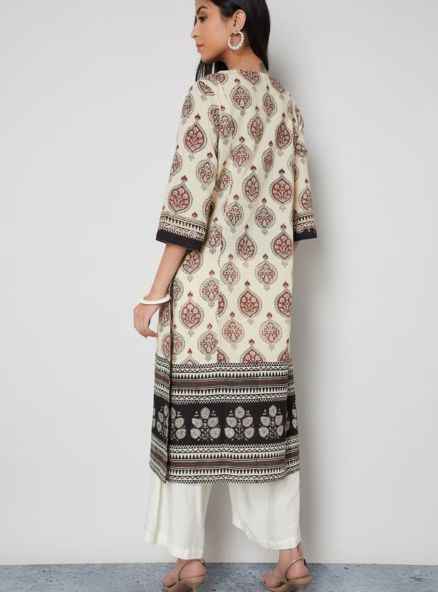 MELANGE Ethnic Motif Printed Straight Kurta