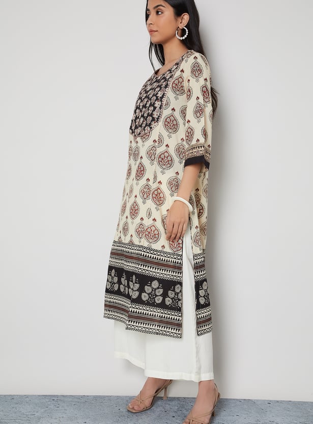 MELANGE Ethnic Motif Printed Straight Kurta