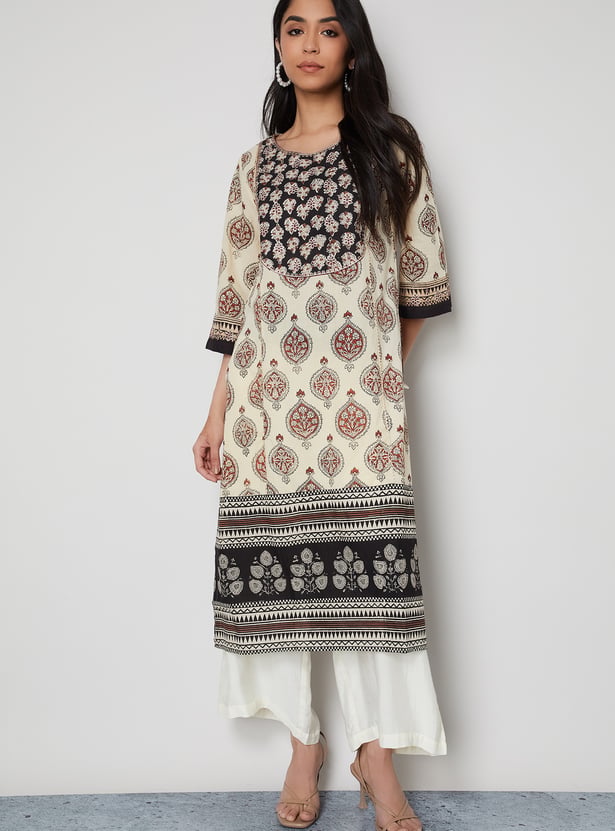 MELANGE Ethnic Motif Printed Straight Kurta