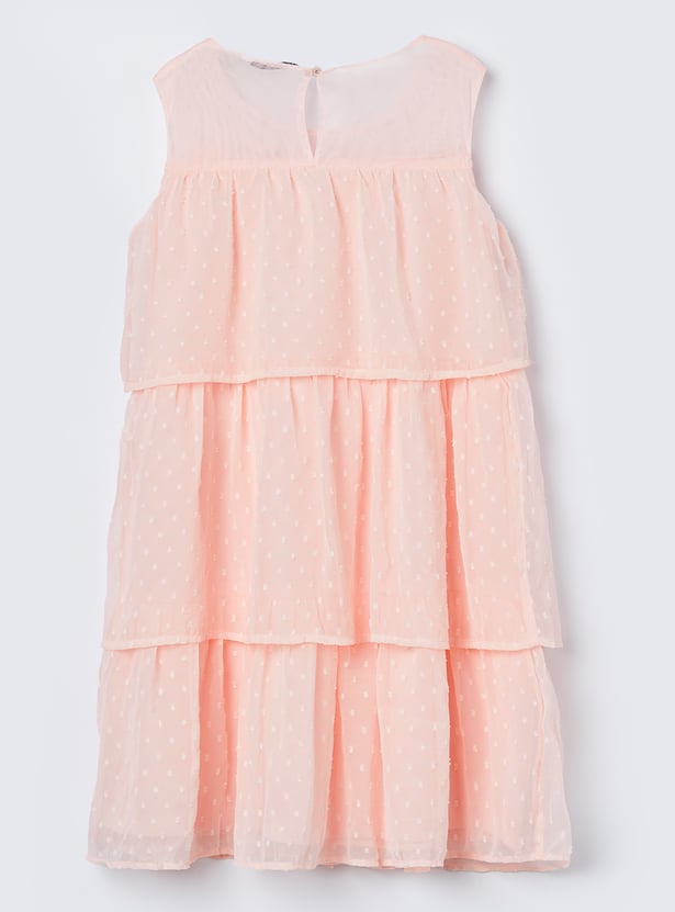 FAME FOREVER Girls Textured Tiered Dress