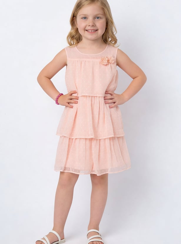 FAME FOREVER Girls Textured Tiered Dress