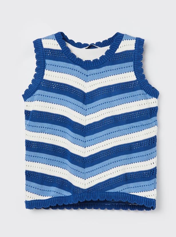 FAME FOREVER Girls Striped Top with Skirt Set