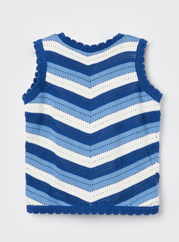 FAME FOREVER Girls Striped Top with Skirt Set