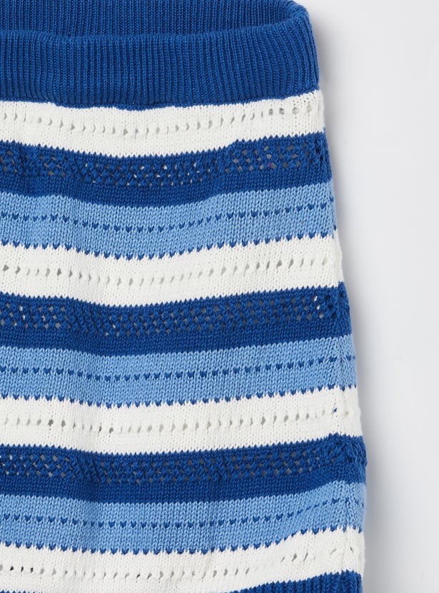 FAME FOREVER Girls Striped Top with Skirt Set