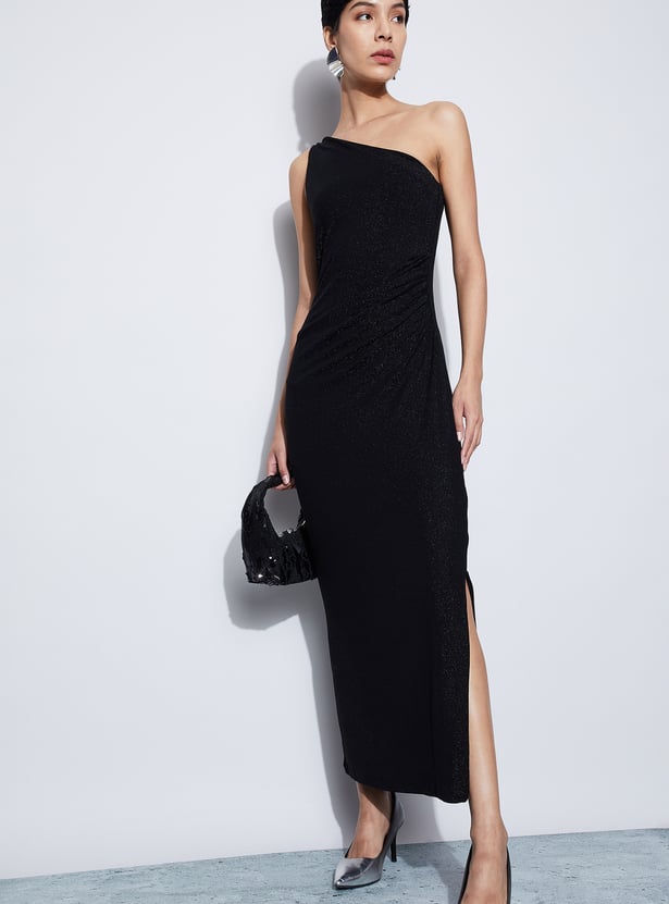 Buy CODE Shimmer Ruched Maxi Dress from CODE at just INR 1799.0