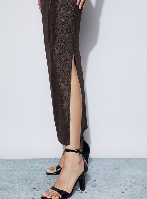 CODE Shimmer Ruched Maxi Dress