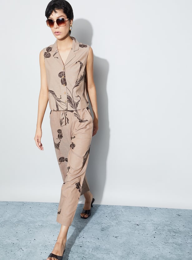 CODE Floral Print Sleeveless Shirt