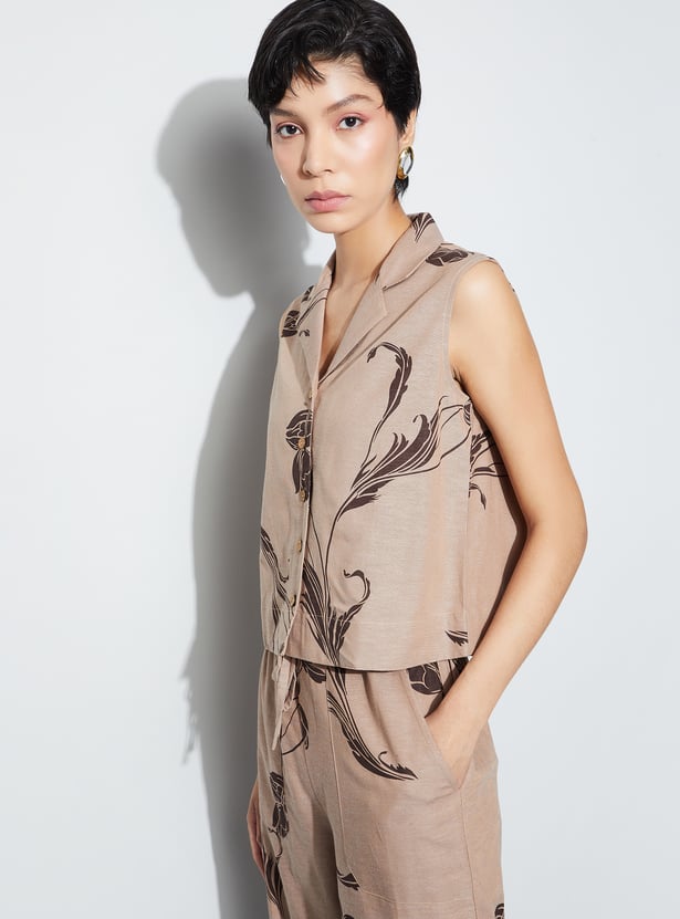 CODE Floral Print Sleeveless Shirt