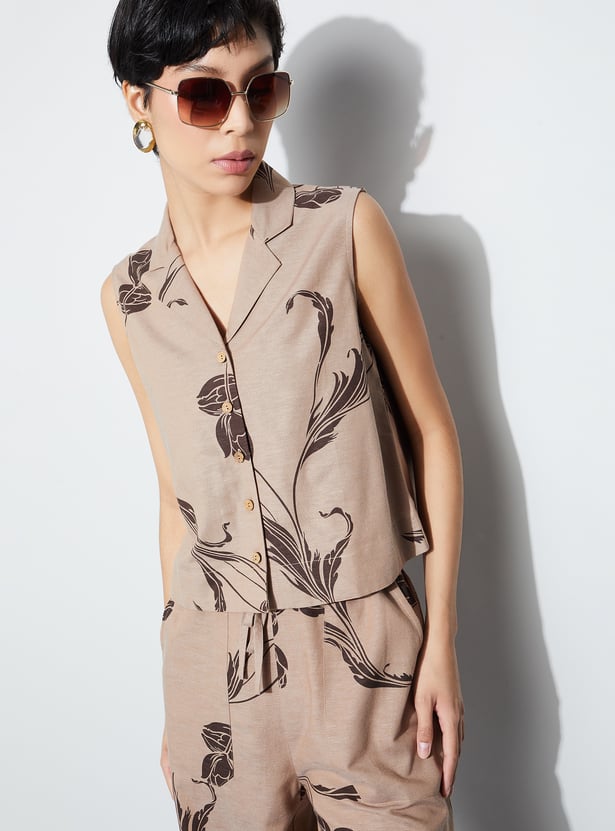 CODE Floral Print Sleeveless Shirt