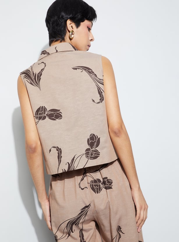 CODE Floral Print Sleeveless Shirt