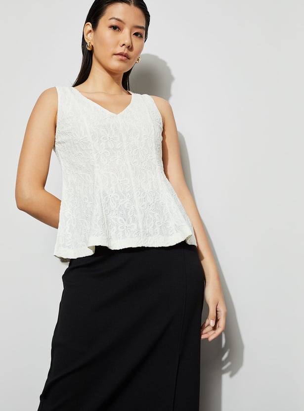 CODE Floral Woven Top