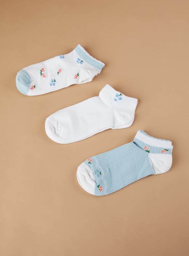GINGER Floral Print Ankle Length Socks - Pack of 3