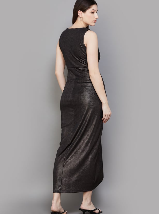 AND Shimmer Cowl Neck Draped Dress