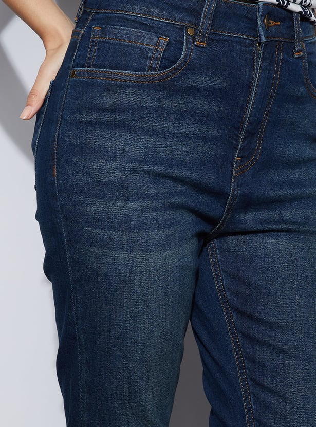 FAME FOREVER Darkwashed Bootcut Fit Jeans