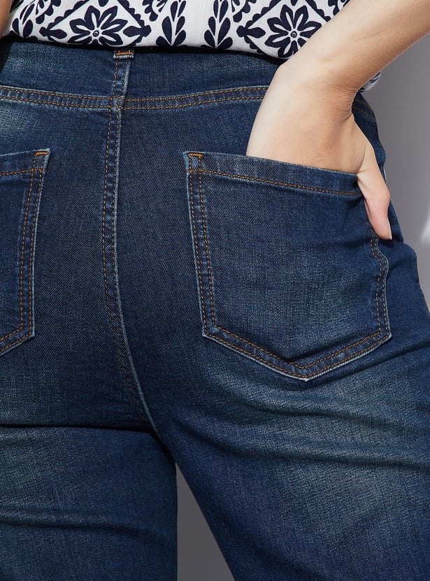 FAME FOREVER Darkwashed Bootcut Fit Jeans