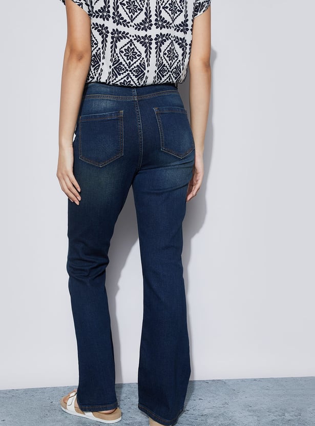 FAME FOREVER Darkwashed Bootcut Fit Jeans