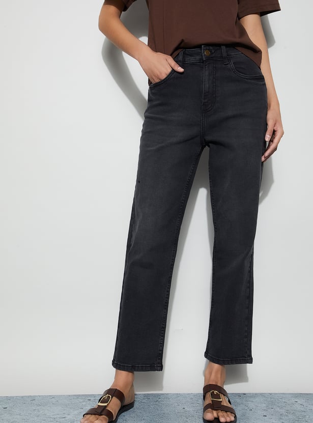 FAME FOREVER Washed Straight Fit Jeans