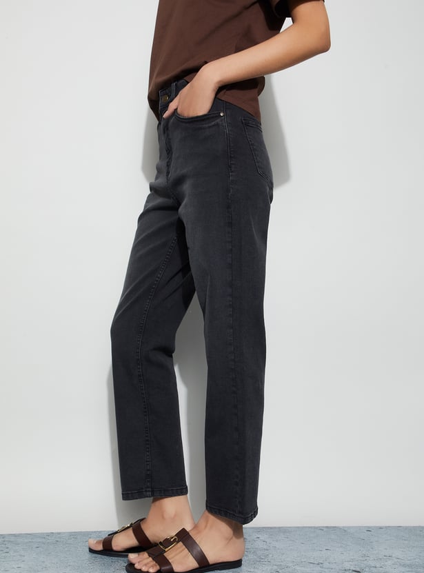 FAME FOREVER Washed Straight Fit Jeans