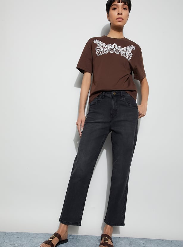 FAME FOREVER Washed Straight Fit Jeans