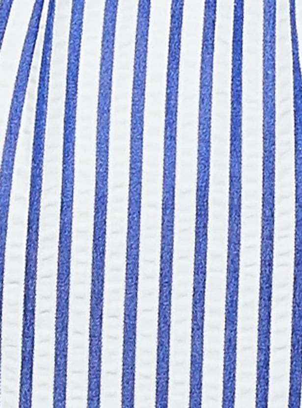 CODE Striped Fit & Flare Dress with Belt