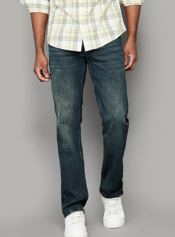 PEPE JEANS Washed Mid-Rise Regular Straight Jeans