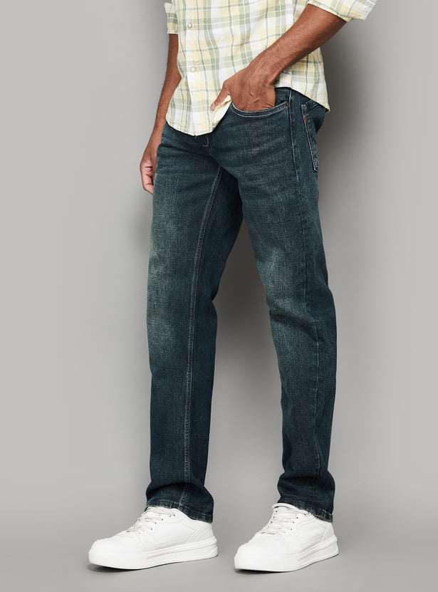 PEPE JEANS Washed Mid-Rise Regular Straight Jeans