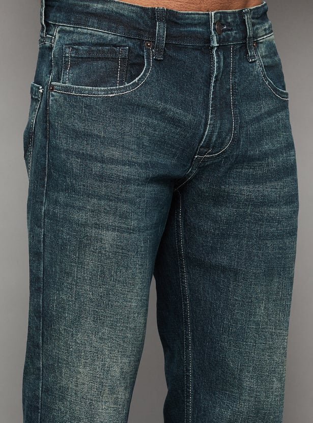 PEPE JEANS Washed Mid-Rise Regular Straight Jeans