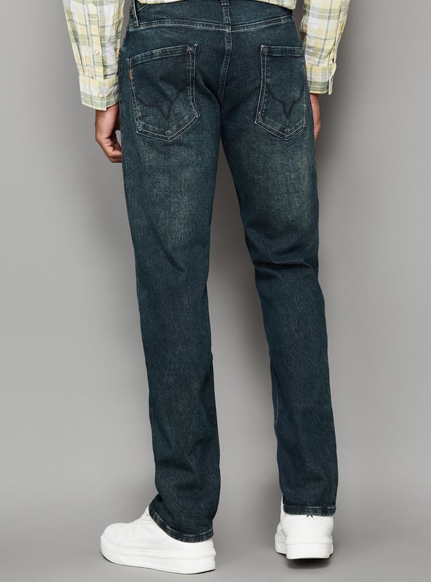 PEPE JEANS Washed Mid-Rise Regular Straight Jeans