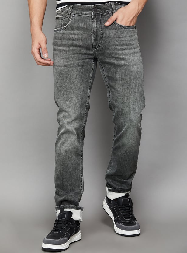 PEPE JEANS Solid Mid-Rise Slim Straight Jeans