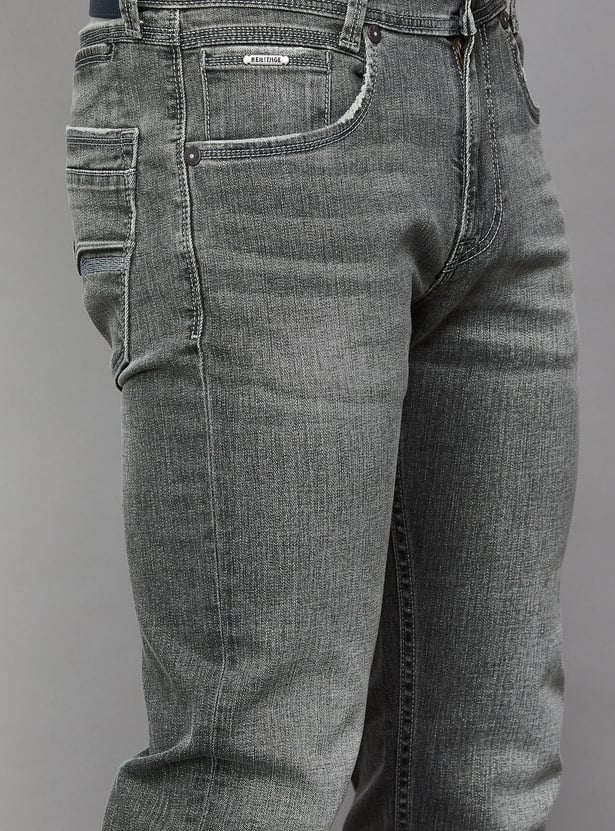 PEPE JEANS Solid Mid-Rise Slim Straight Jeans