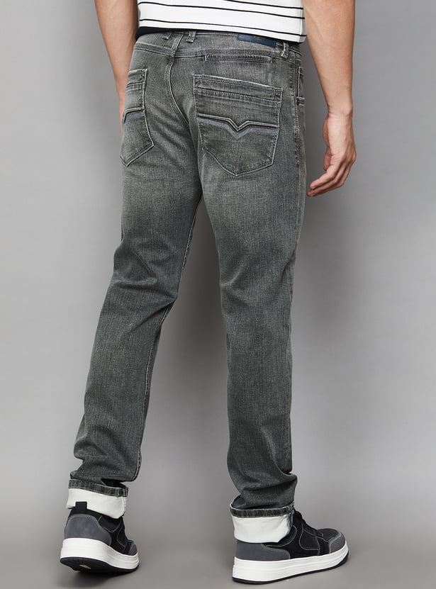 PEPE JEANS Solid Mid-Rise Slim Straight Jeans