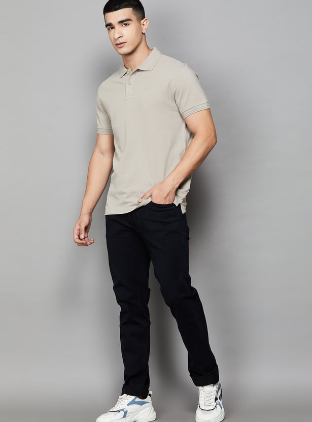 PEPE JEANS Solid Mid-Rise Slim Straight Jeans