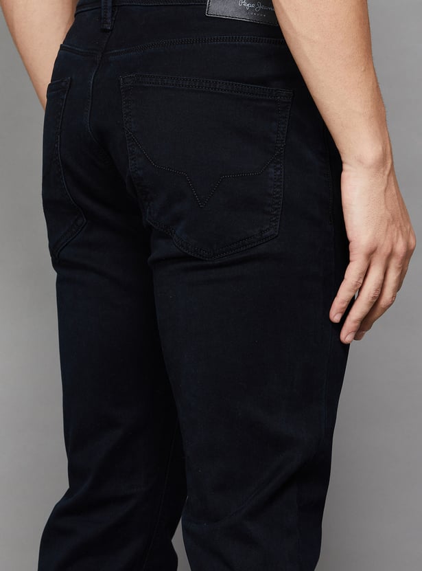 PEPE JEANS Solid Mid-Rise Slim Straight Jeans