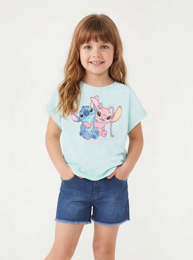 FAME FOREVER Girls Lilo & Stitch Print Poncho Top