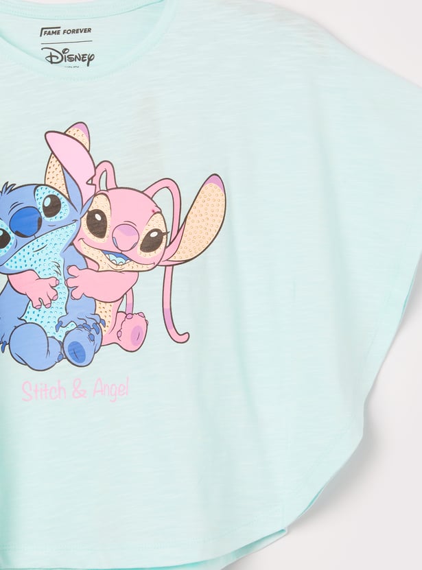 FAME FOREVER Girls Lilo & Stitch Print Poncho Top