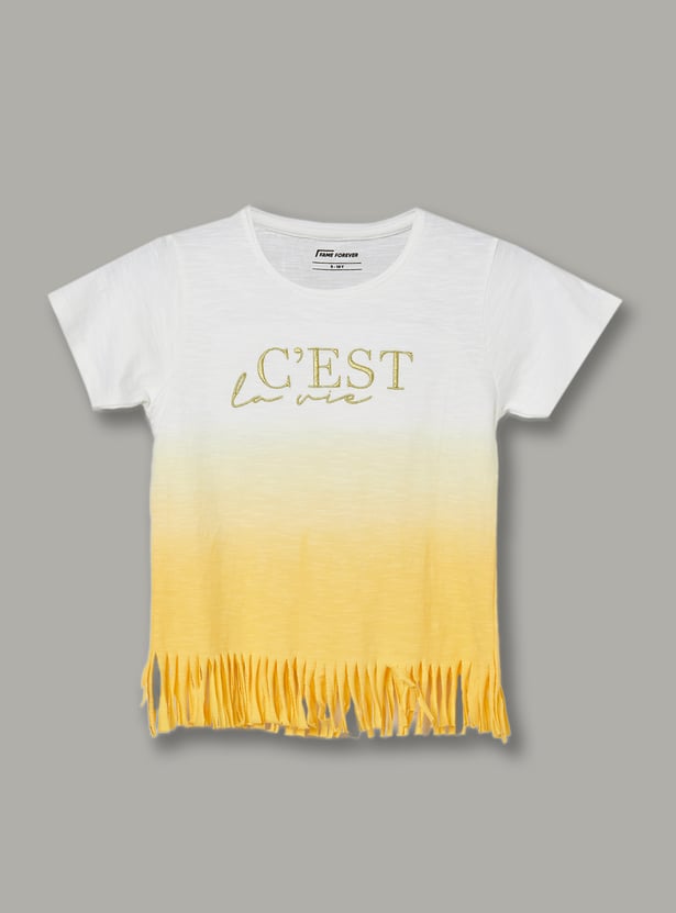 FAME FOREVER Girls Typographic Print T-shirt