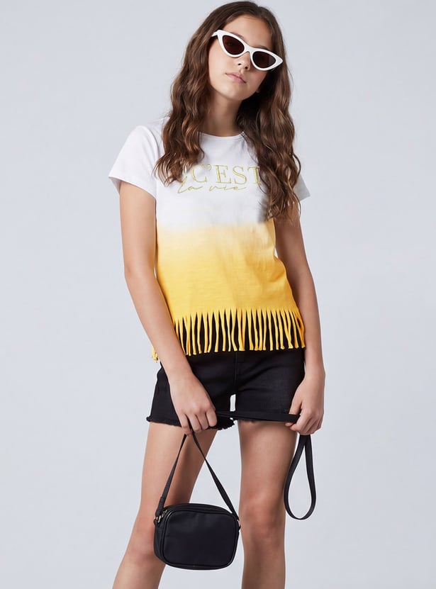 FAME FOREVER Girls Typographic Print T-shirt