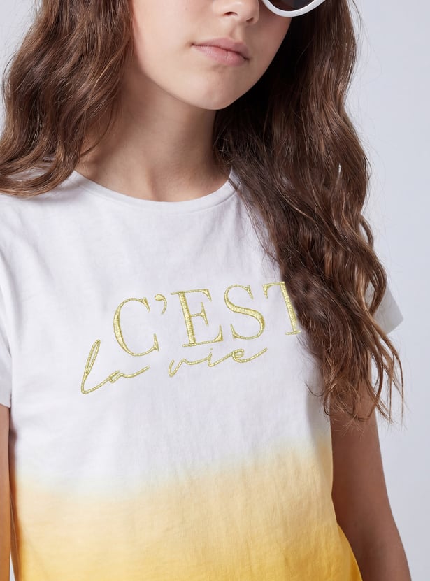 FAME FOREVER Girls Typographic Print T-shirt