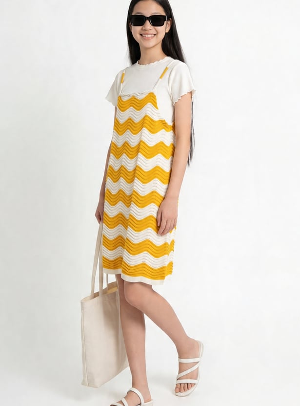 FAME FOREVER Girls Woven Dress with T-shirt Set