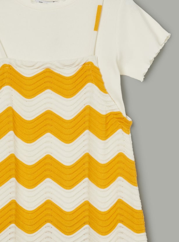 FAME FOREVER Girls Woven Dress with T-shirt Set