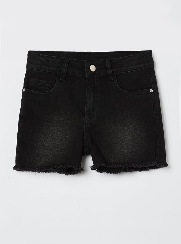 FAME FOREVER Girls Frayed Denim Shorts
