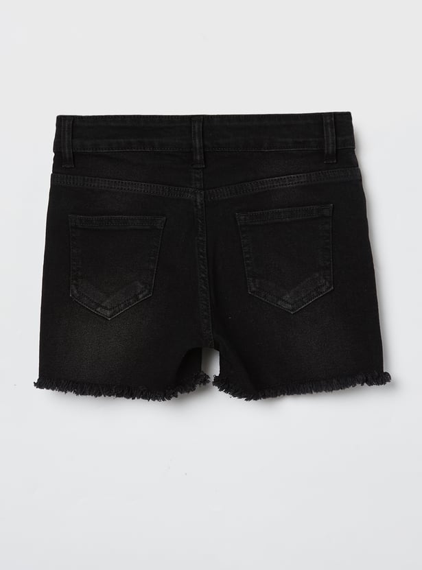 FAME FOREVER Girls Frayed Denim Shorts
