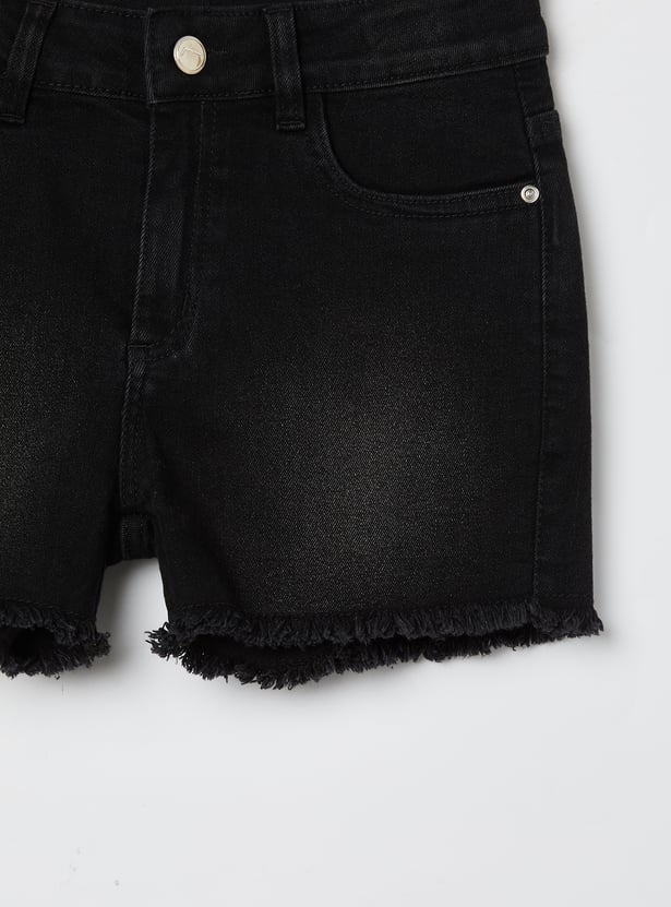 FAME FOREVER Girls Frayed Denim Shorts