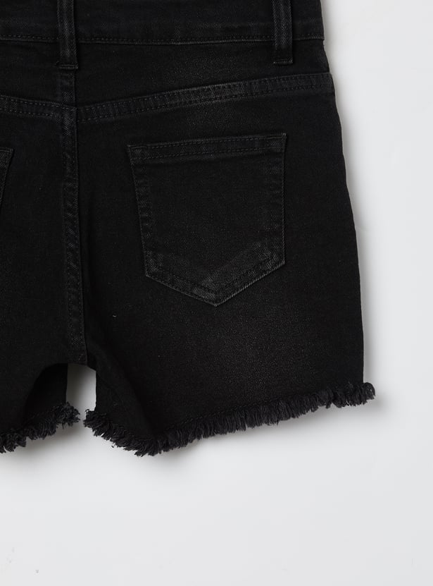 FAME FOREVER Girls Frayed Denim Shorts