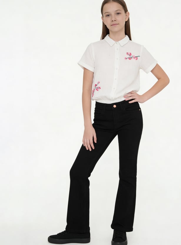 FAME FOREVER Girls Solid Mid-Rise Jeans