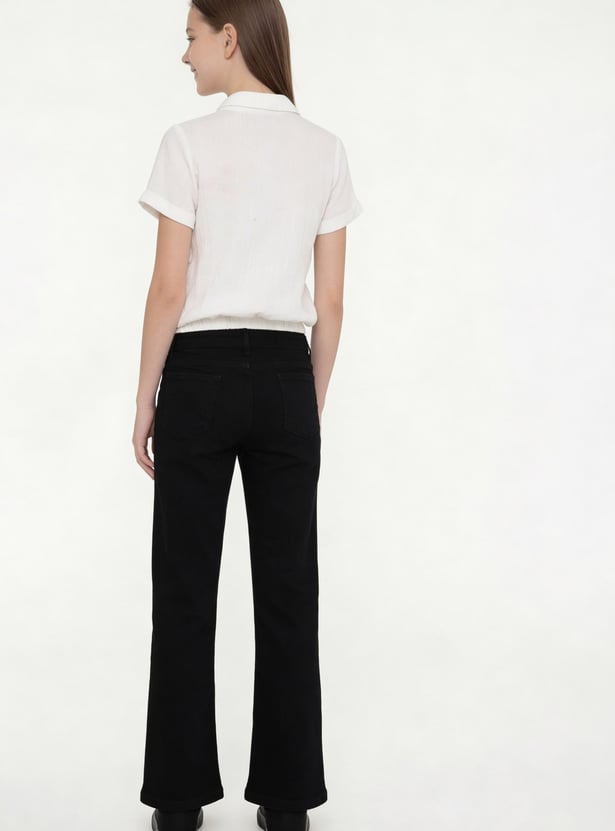 FAME FOREVER Girls Solid Mid-Rise Jeans