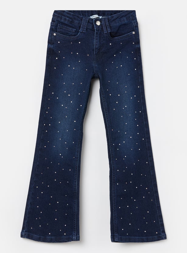 FAME FOREVER Girls Embellished Mid-Rise Jeans